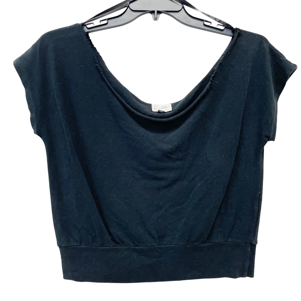 Universal Thread Women's Black Cotton Scoop Neck Cap Sleeve Top Size Large
